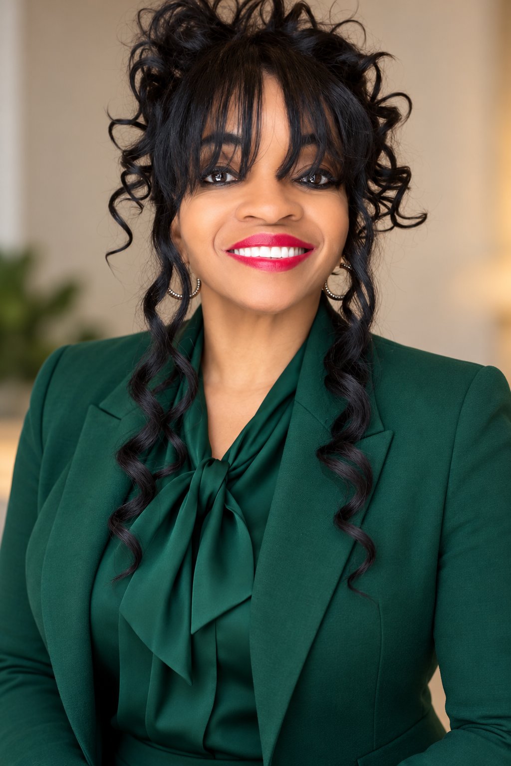 Professional green-jacket portrait of founder Dr. Jackie